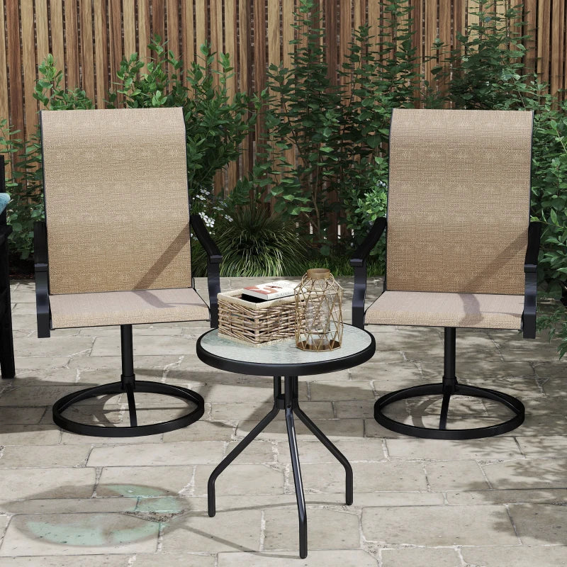 Outdoor Swivel Dining Chairs Set of 2, High Back Swivel Chairs with All Weather Mesh for Deck, Backyard, Poolside, Brown