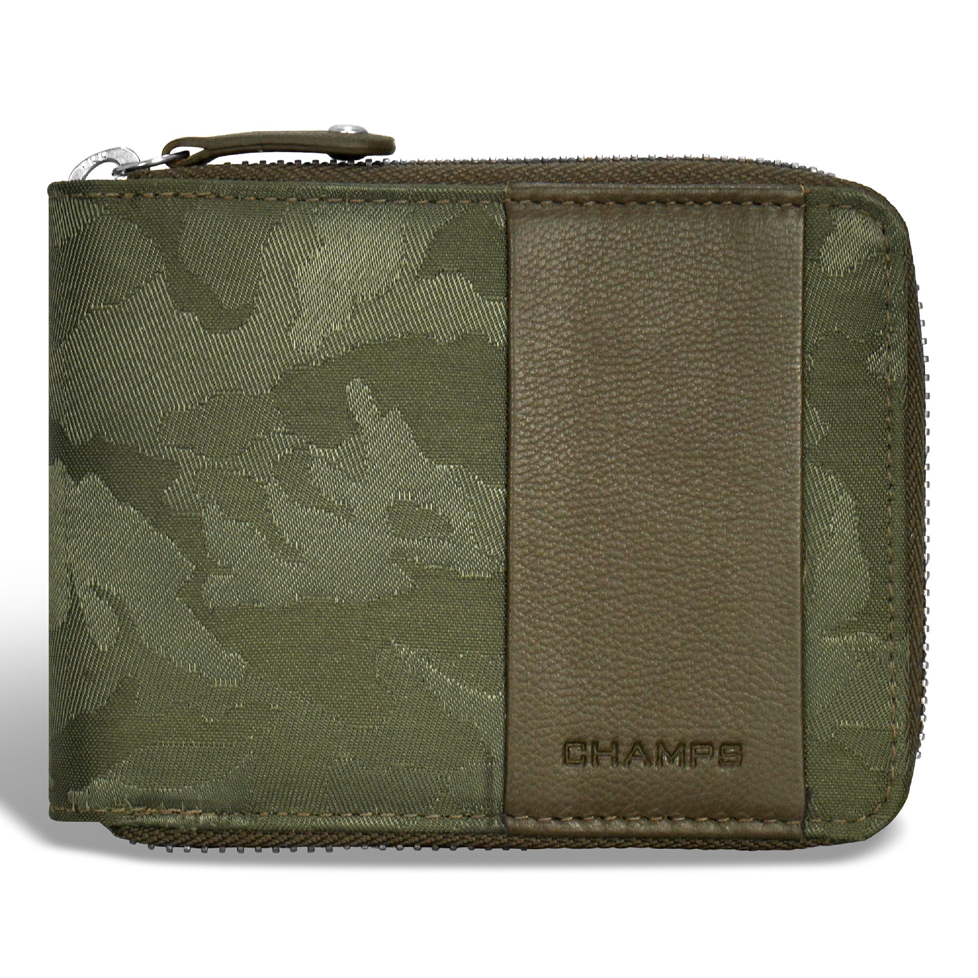 Camo / Leather Zip Around Wallet 