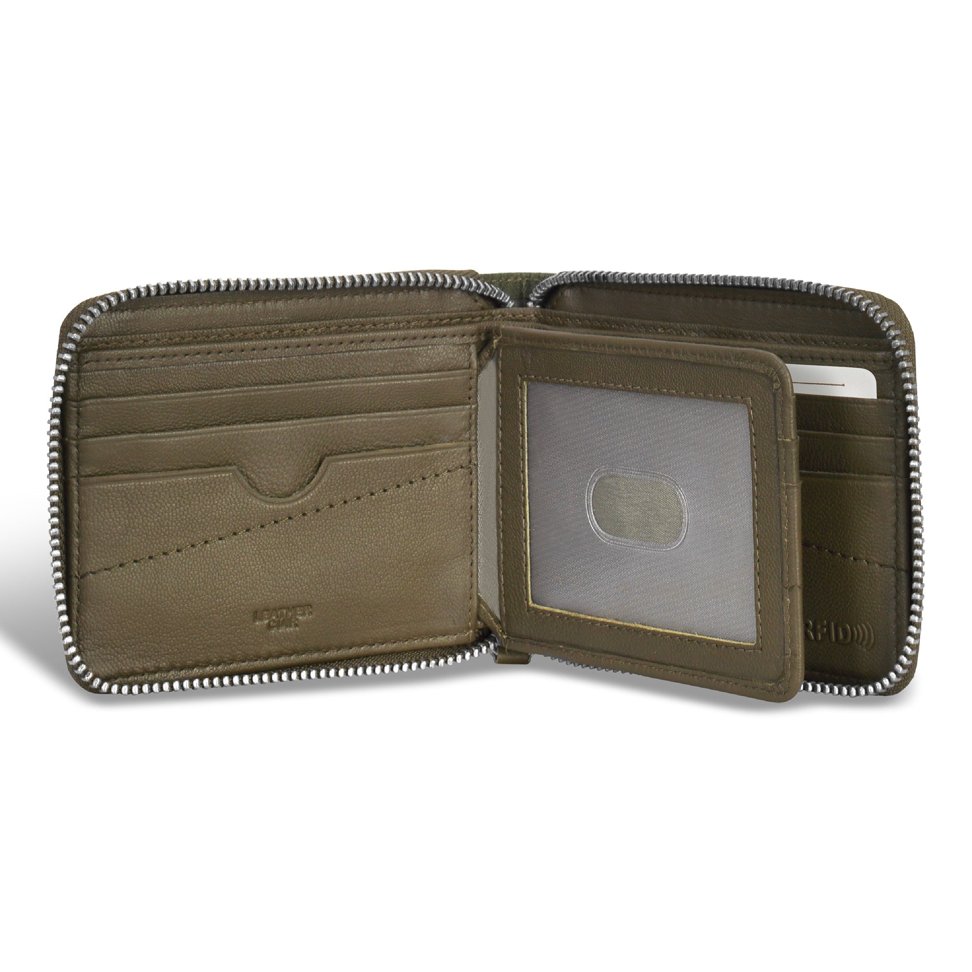 Camo / Leather Zip Around Wallet 