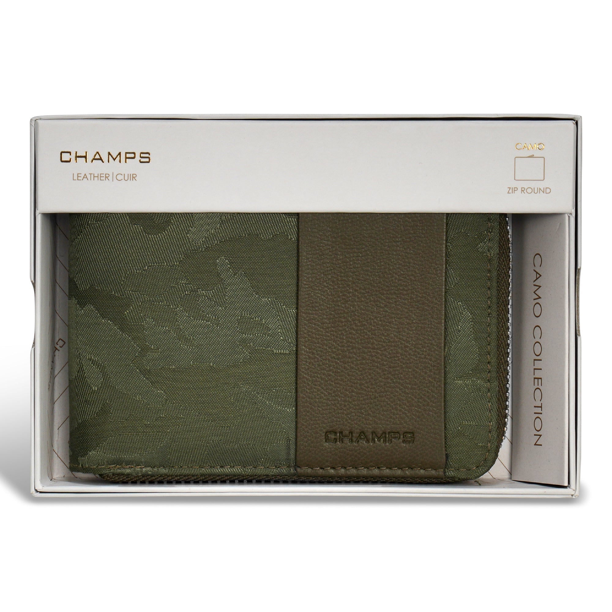 Camo / Leather Zip Around Wallet 