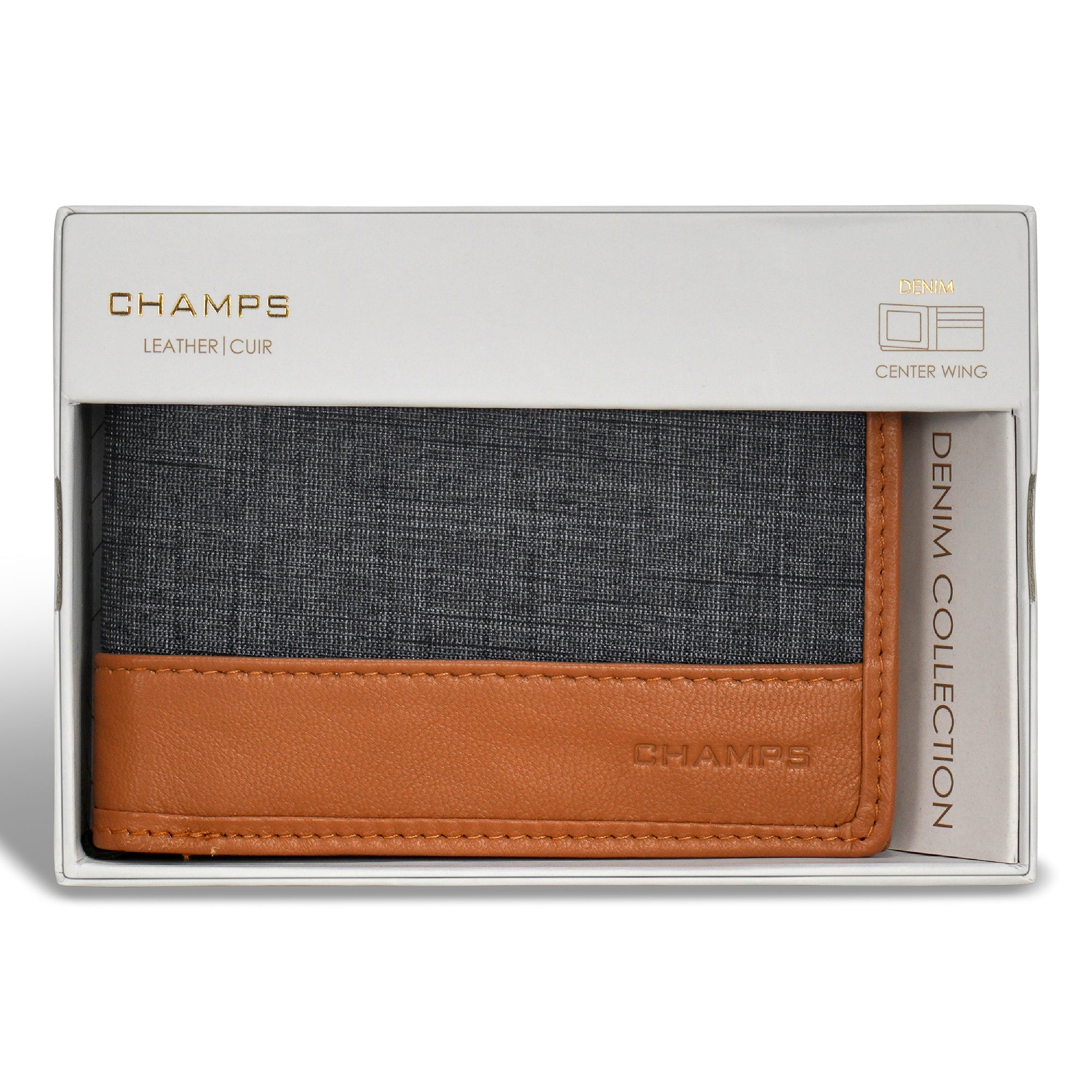Denim / Leather Zip Around Wallet 