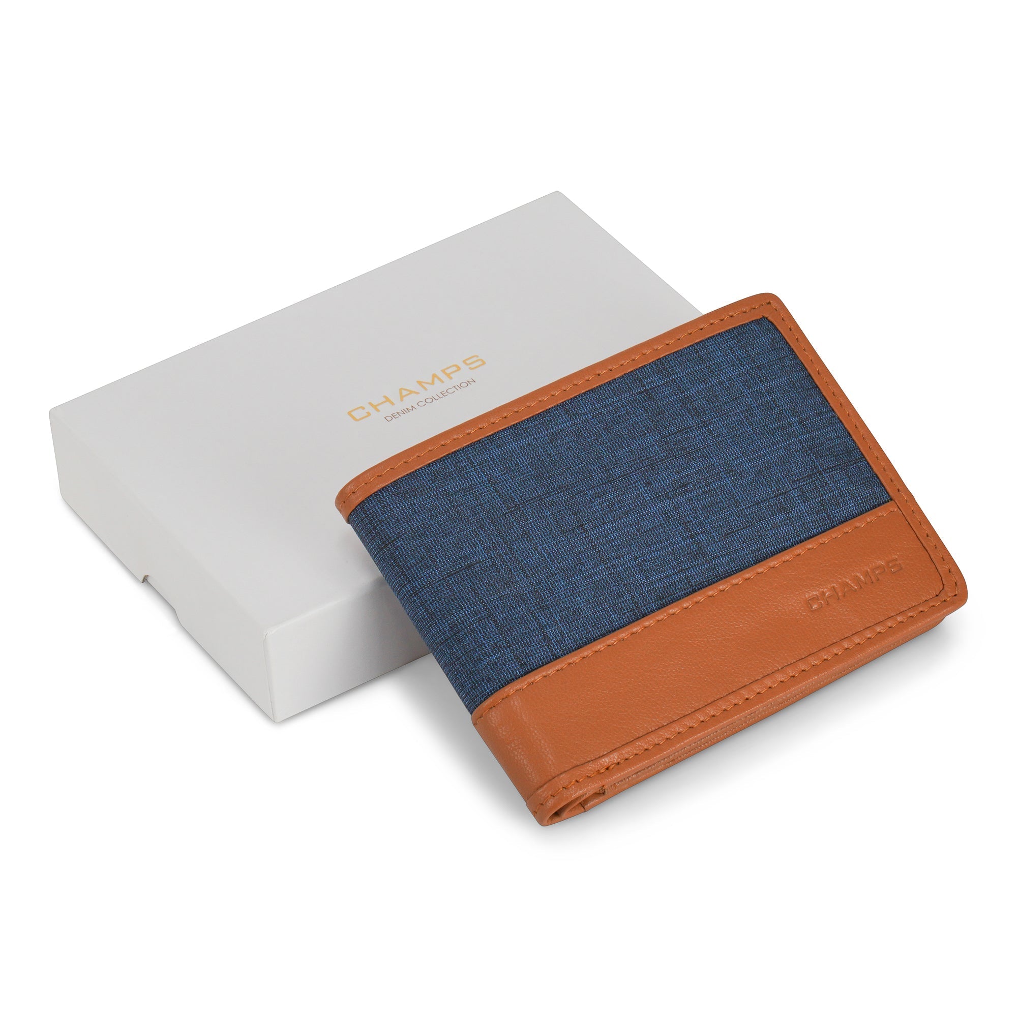 Denim / Leather Zip Around Wallet 