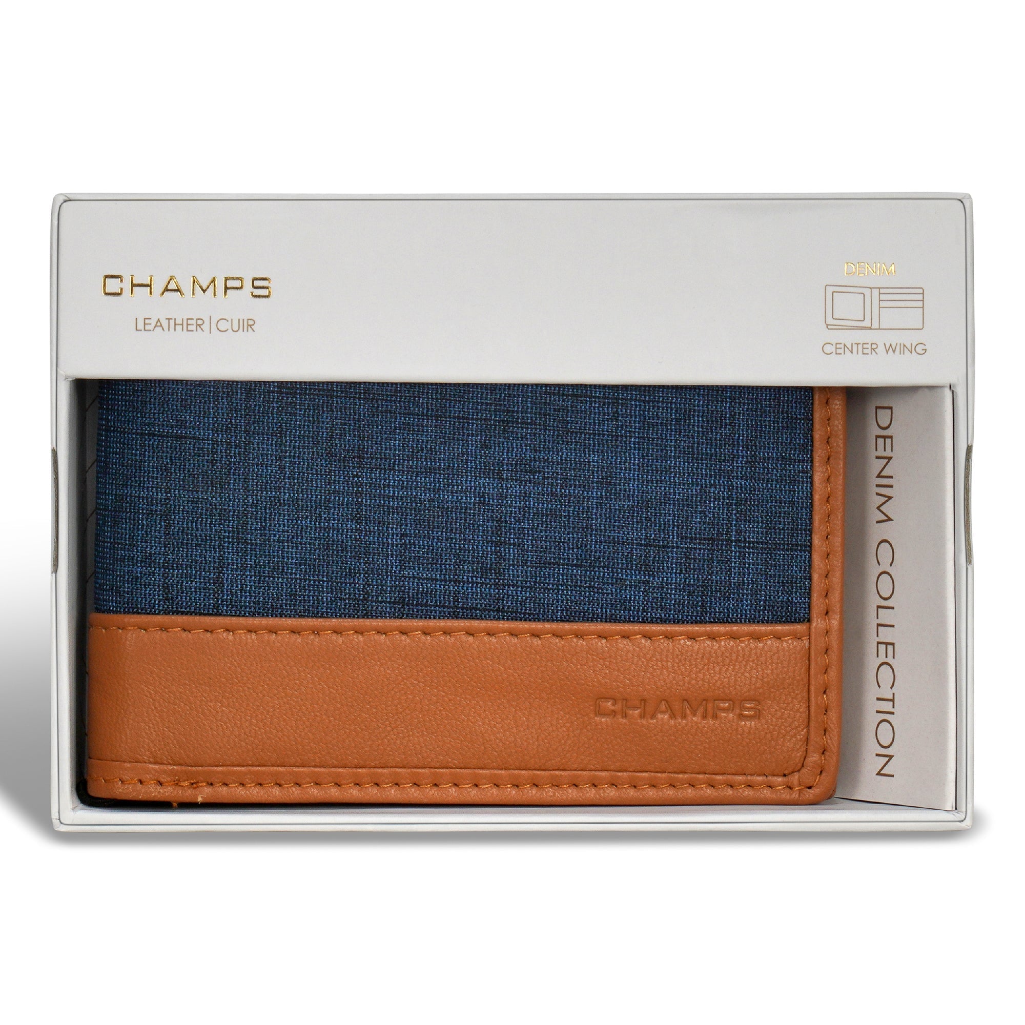 Denim / Leather Zip Around Wallet 