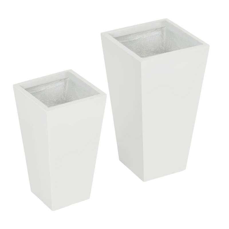 Set of 2 Modern Lightweight Outdoor Patio Flower Pot Planter Box in White - Free Shipping 