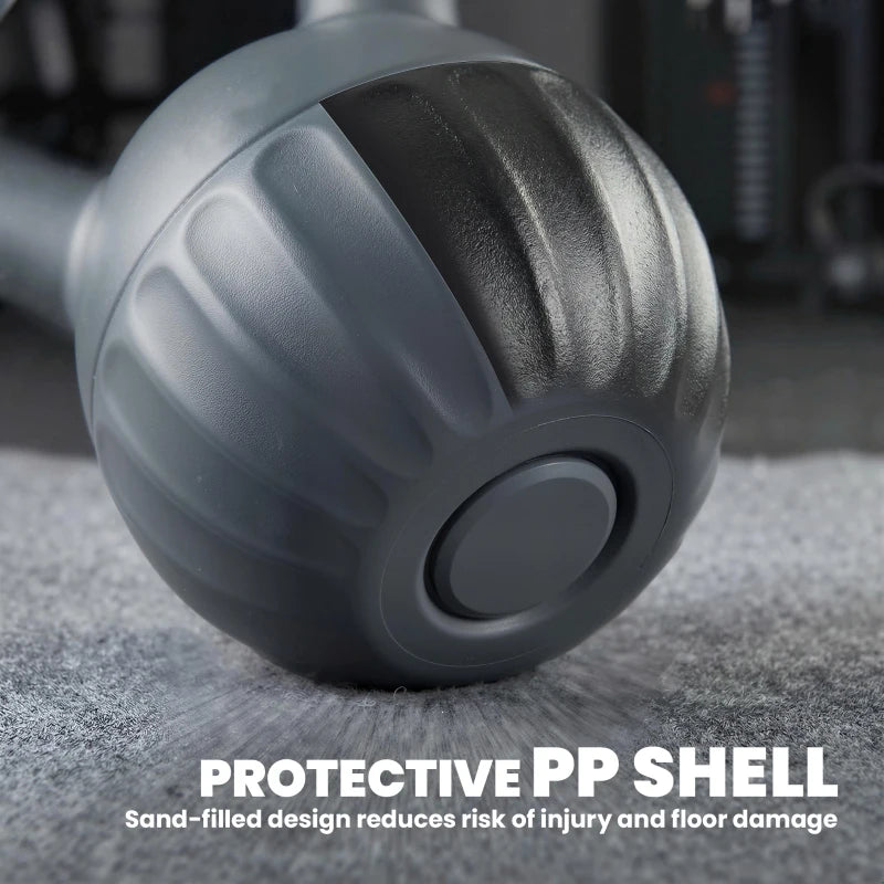 Soozier Kettlebell, 18 lbs Kettle Bell with Non-Slip Handle for Home Gym, Weight Lifting and Strength Training, Grey