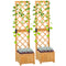 Outsunny 2 Piece Raised Garden Bed with Trellis Outdoor Flower Stand for Plants Flowers Vine Orange