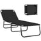 Outdoor Folding Lounge Chair, Steel Tanning Chair with Reclining Back, Breathable Mesh for Beach, Yard, Patio, Black