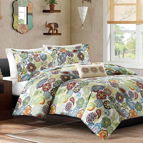 King size Multi Color Paisley 4 Piece Bed Bag Comforter Set - Free Shipping