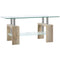 HOMCOM Natural Rectangle Glass Coffee Table: 2-Tier Table with Storage Shelf, Tempered Glass Top for Living Room