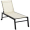 Outsunny Patio Lounge Chair Outdoor Recliner with 5-Position Backrest 2 Wheels for Poolside Beach Lawn Cream White
