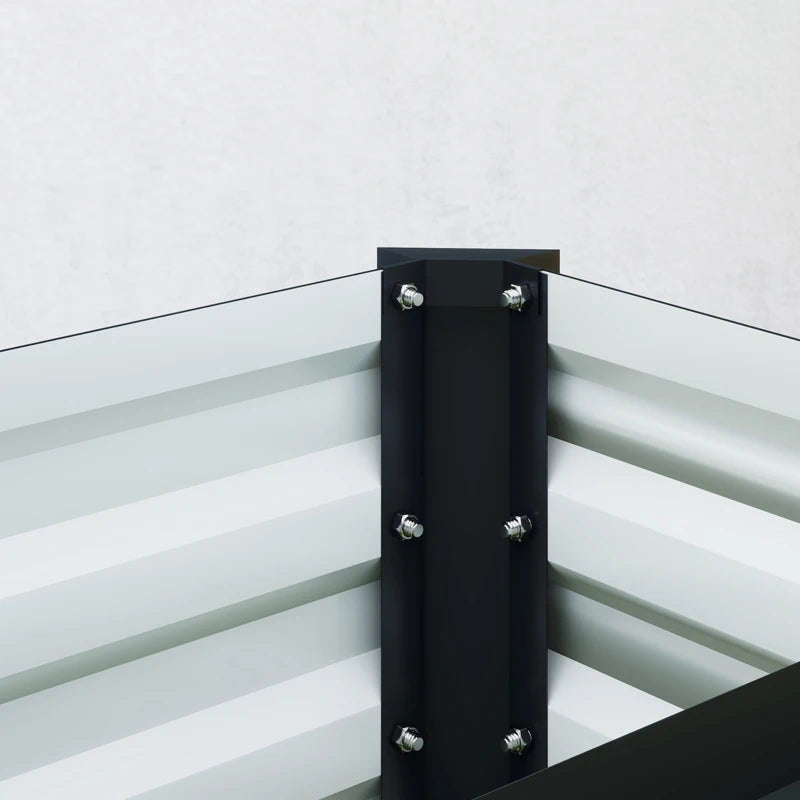 8 x 1.3 x 1.5ft Galvanized Raised Garden Bed, Reinforced Outdoor Planter Box with Open Bottom, Dark Grey