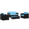 Outsunny 4PC Sky Blue Patio Wicker Sofa Set Outdoor PE Rattan Conversation Furniture with Tempered Glass Table-top