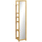 HOMCOM 6-Tier Bamboo Bathroom Shelves with Mirror, Freestanding Bathroom Rack with 6 Slatted Shelves, Nature Wood