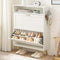 HOOBRO Slim Shoe Cabinet with 2 Flip Drawers and Open Shelves, Modern Entryway Shoe Storage Organizer, White