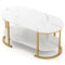 Marble Coffee Table with Open Storage Shelf-White