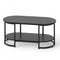 Marble Coffee Table with Open Storage Shelf-Black