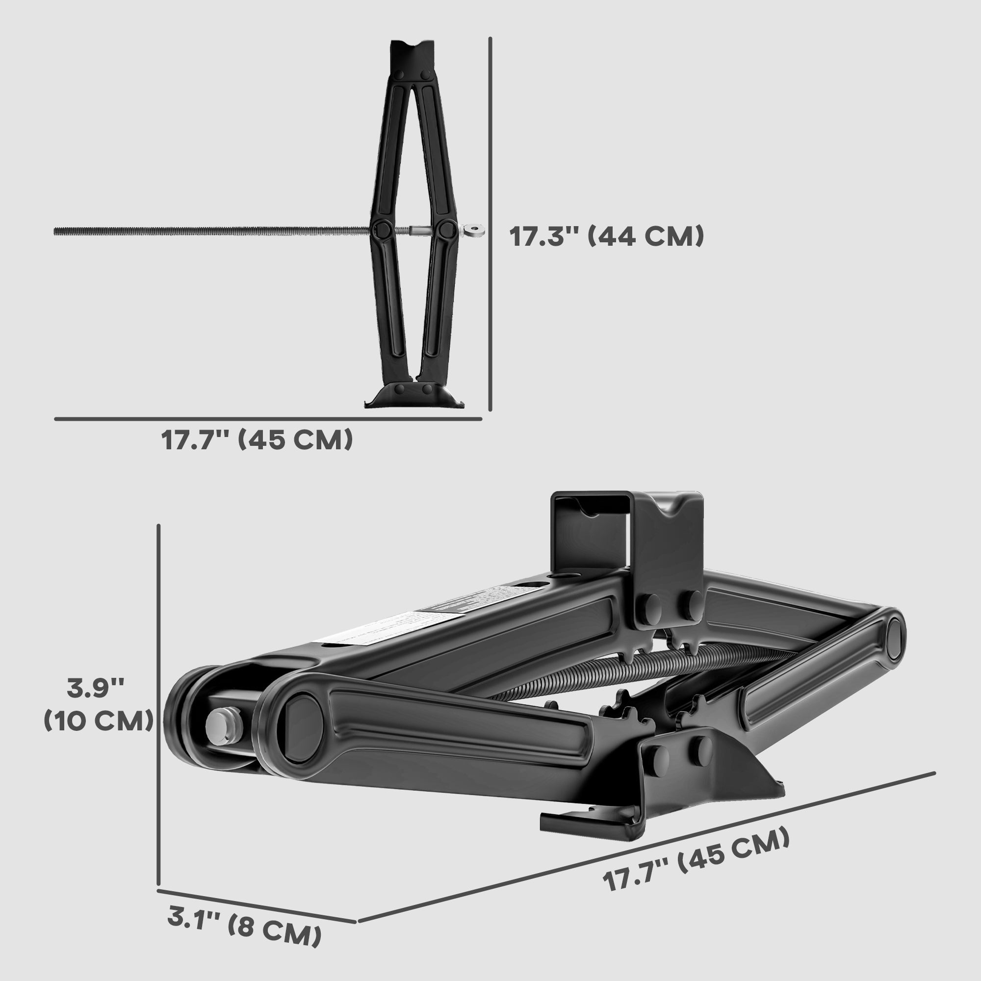HOMCOM Steel Car Jack, Portable Scissor Jack, 2 Ton (4400 lbs) Capacity for Auto Sedan SUV MPV Tire Changes & Repairs, Black 
