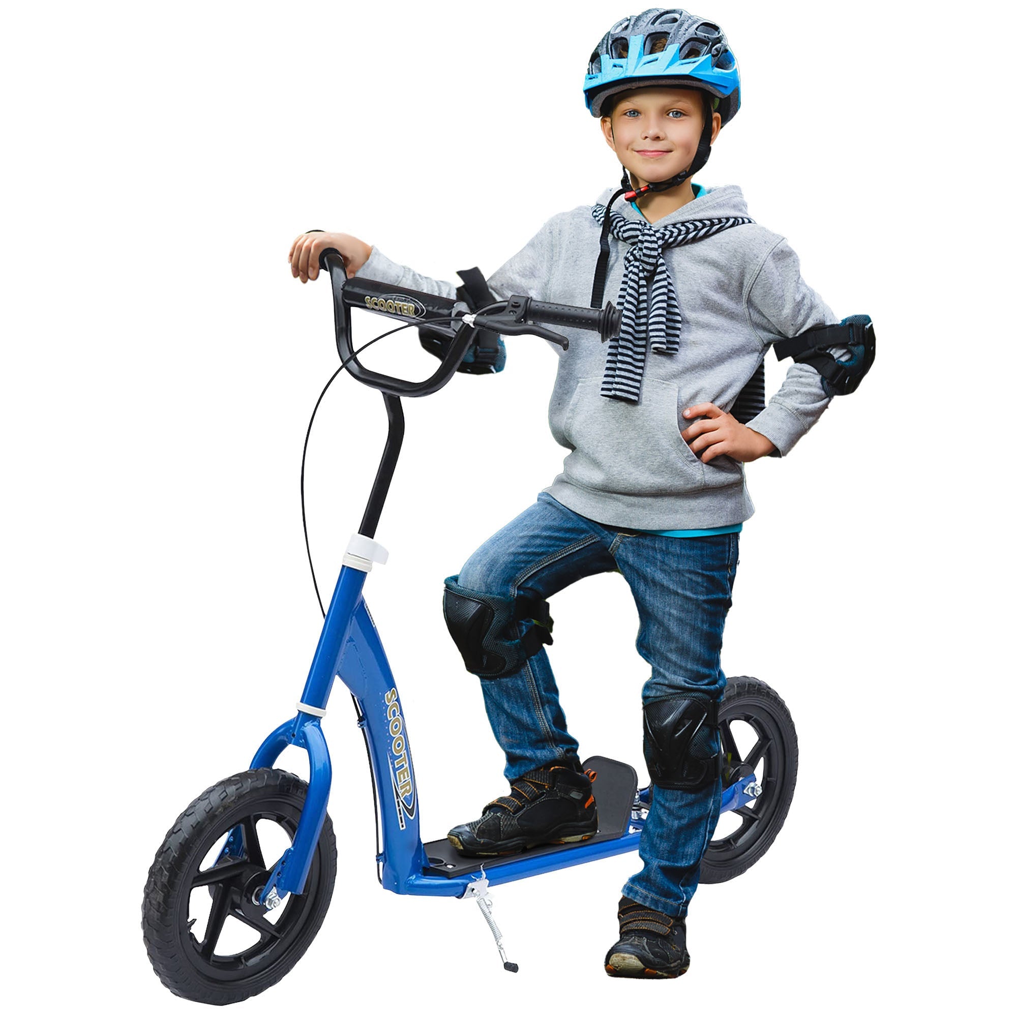 HOMCOM Kids Scooter Street Bike with 12 Tire for Ages 5+ Ride on Toy Blue 