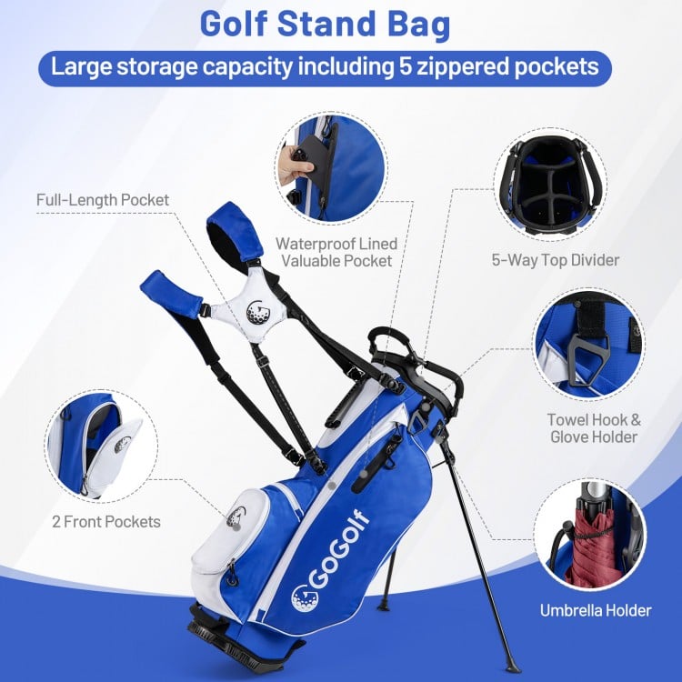 Men's Complete Golf Clubs and Bag Set with Headcovers and Putter-Blue