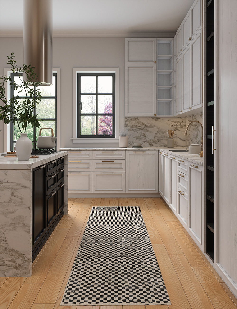 Metro Checkered Black & White Rug 