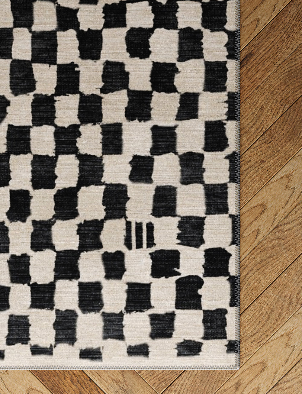 Metro Checkered Black & White Rug 