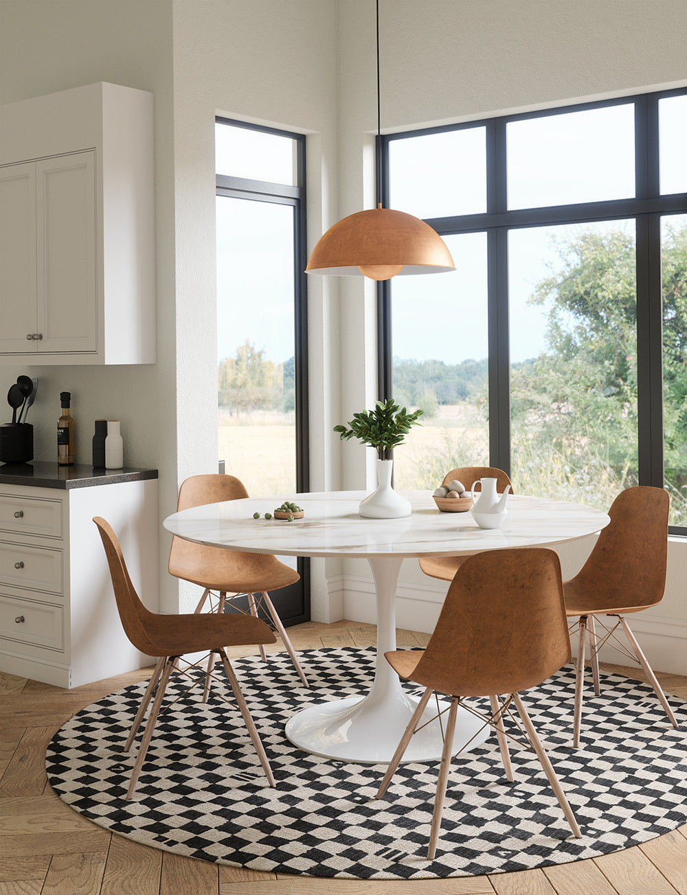 Metro Checkered Black & White Rug 