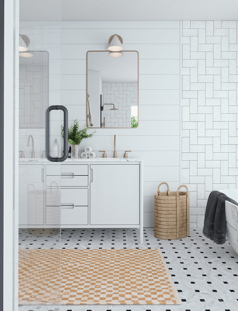 Metro Checkered Natural Rug 