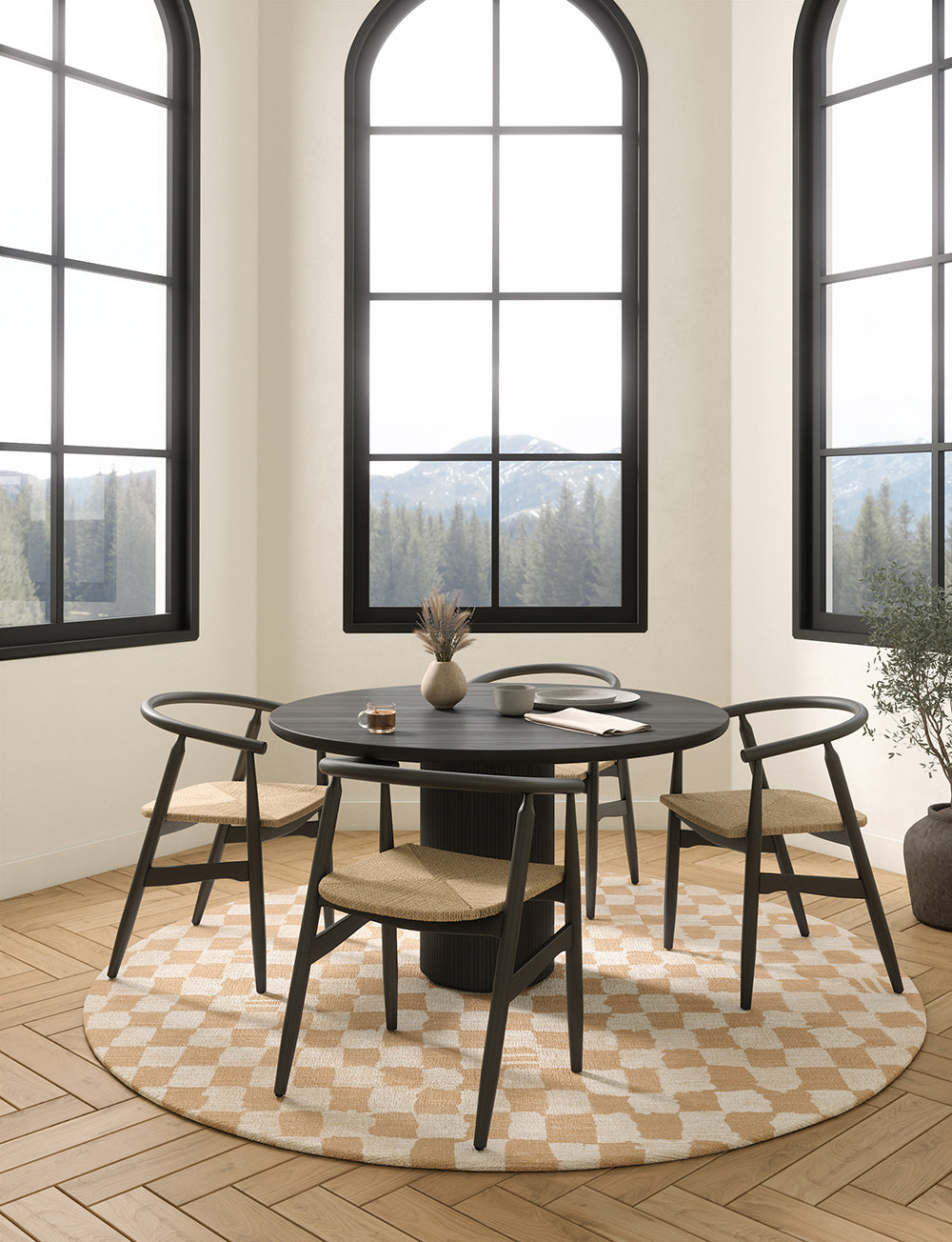 Metro Checkered Natural Rug 