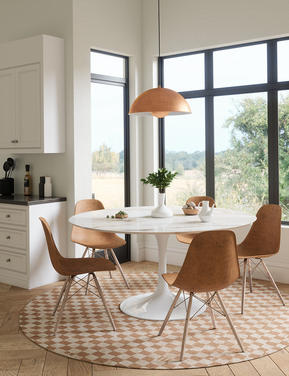 Metro Checkered Natural Rug 