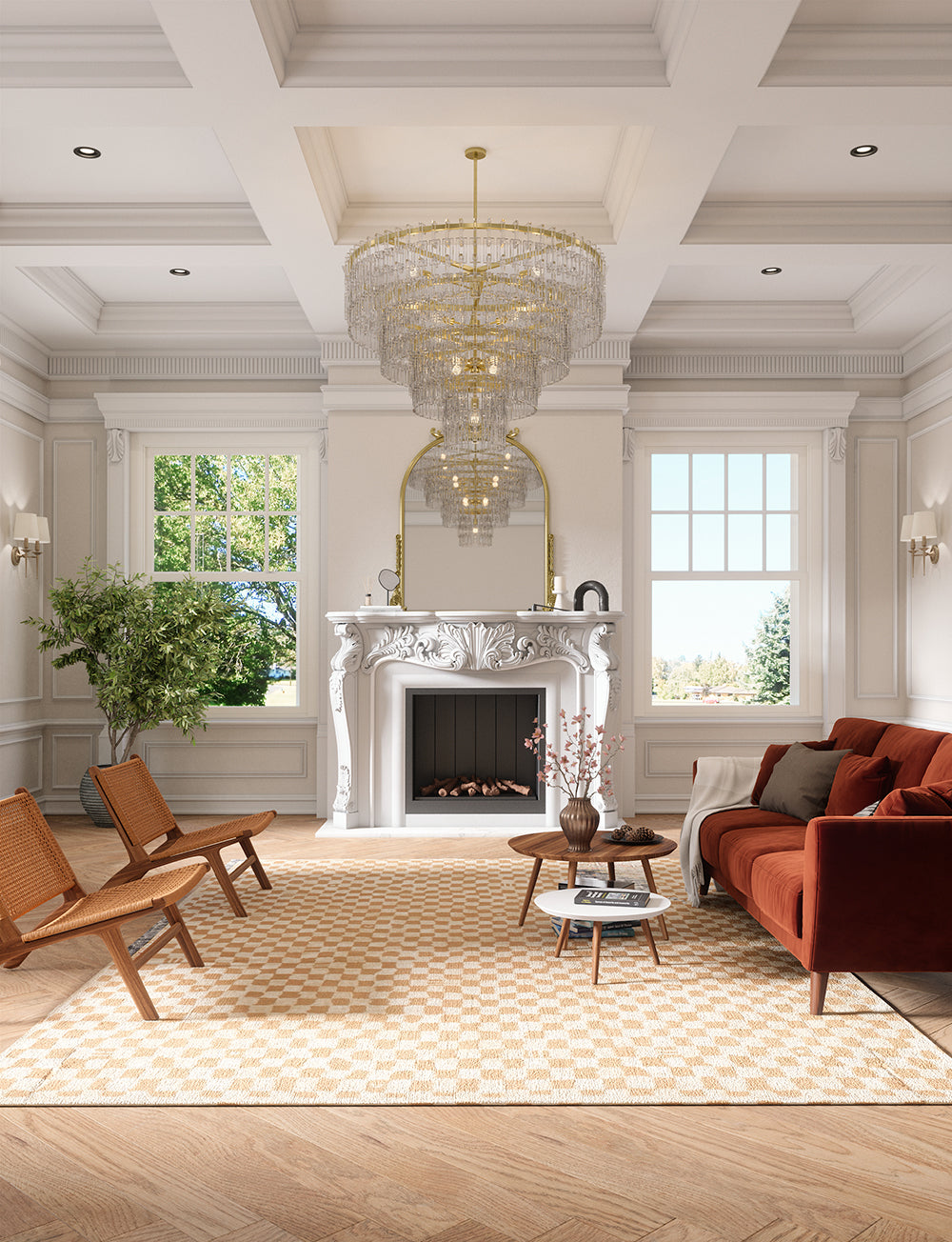 Metro Checkered Natural Rug 