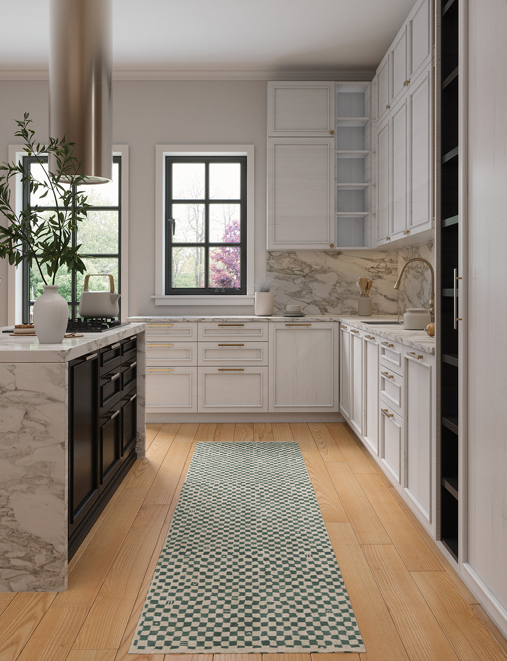 Metro Checkered Slate Green Rug 