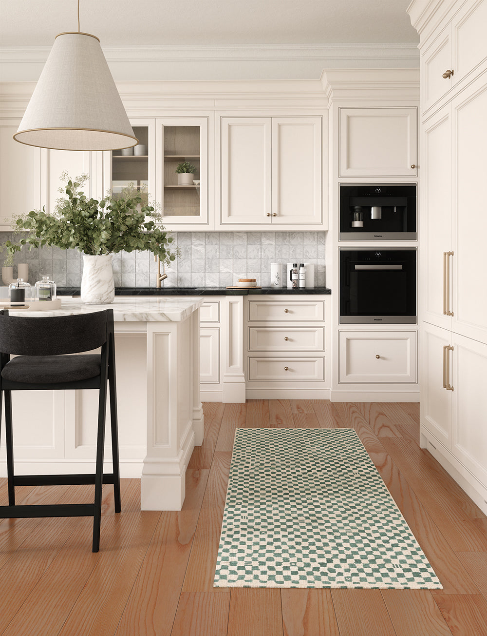 Metro Checkered Slate Green Rug 