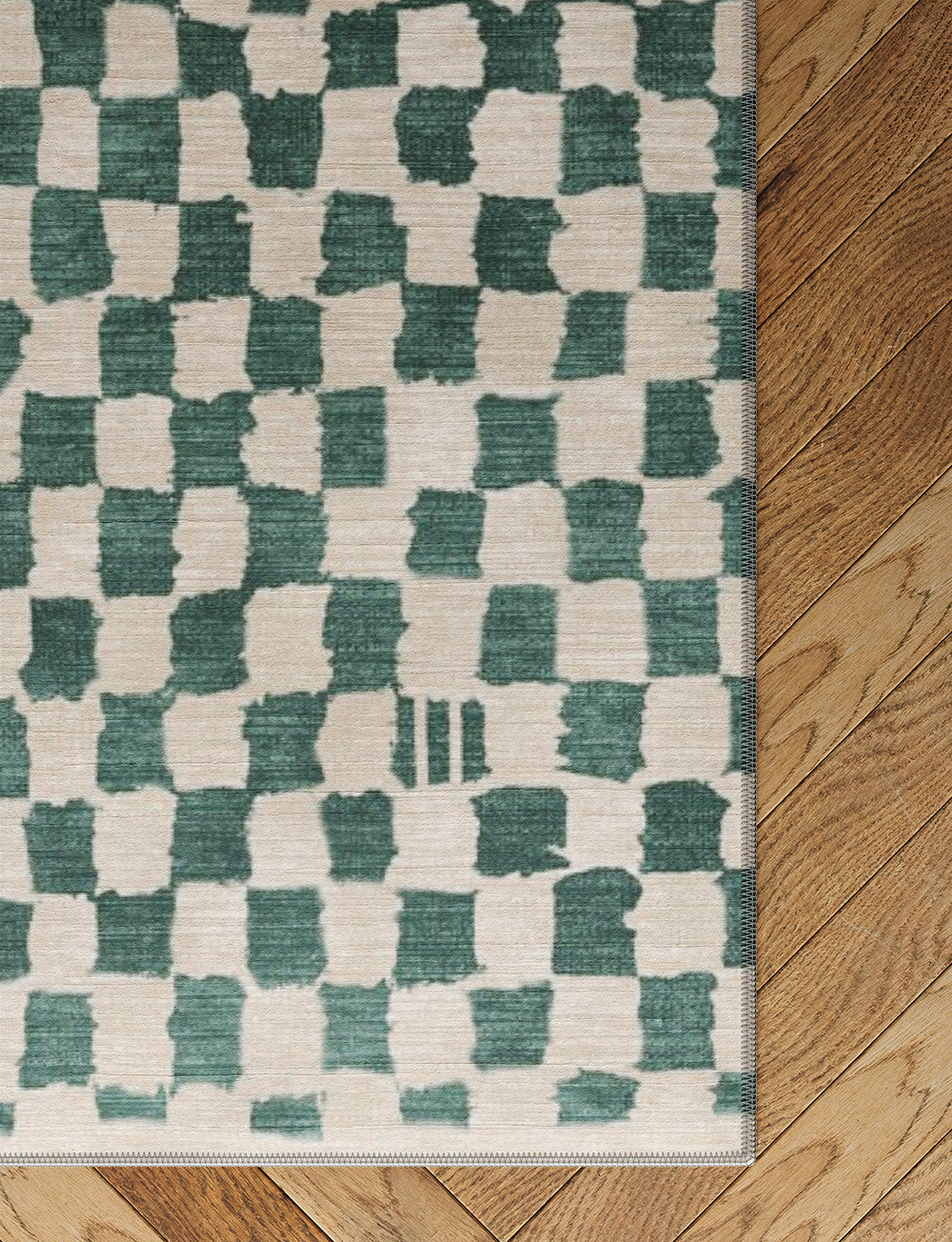Metro Checkered Slate Green Rug 