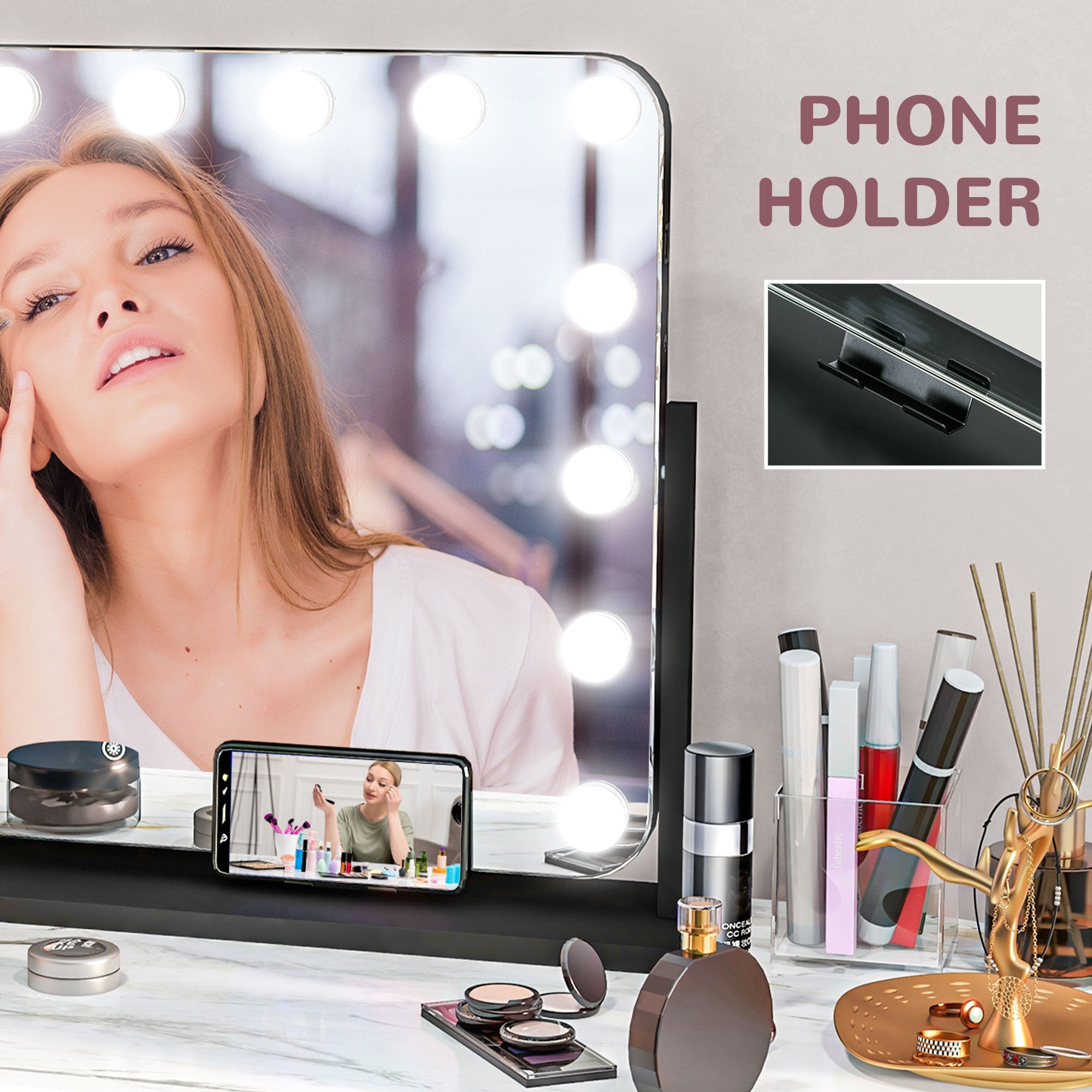 HOMCOM Lockable Jewelry Cabinet: With LED Light, Full-Length Mirror for Bedroom, Dressing Room, White 