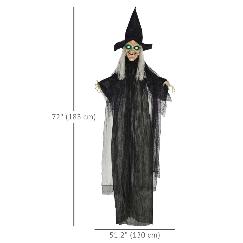 HOMCOM 6.4' Life-Size Winged Grim Reaper – Animated Halloween Decoration, Light-Up Eyes 