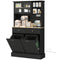 Kitchen Cabinet with Charging Station, 2 Tilt Out Cabinets, Microwave Stand, Freestanding Kitchen Pantry Cabinet, Black