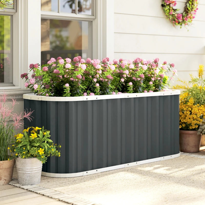 Galvanized Raised Garden Bed, Deep Rot Planter Box, Outdoor Garden Bed with Plant Labels, 5' x 2' x 2', Dark Grey