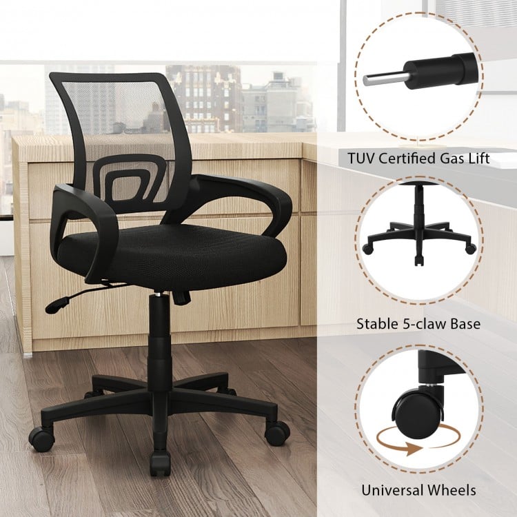Mid-Back Mesh Office Chair Ergonomic Computer Chair with Lumbar Support-Black