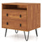 Mid Century Modern 2-Drawer Nightstand with Storage Compartment-Walnut