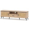 Mid Century Modern Entertainment Center with 2 Cabinets and Storage Drawer-Oak