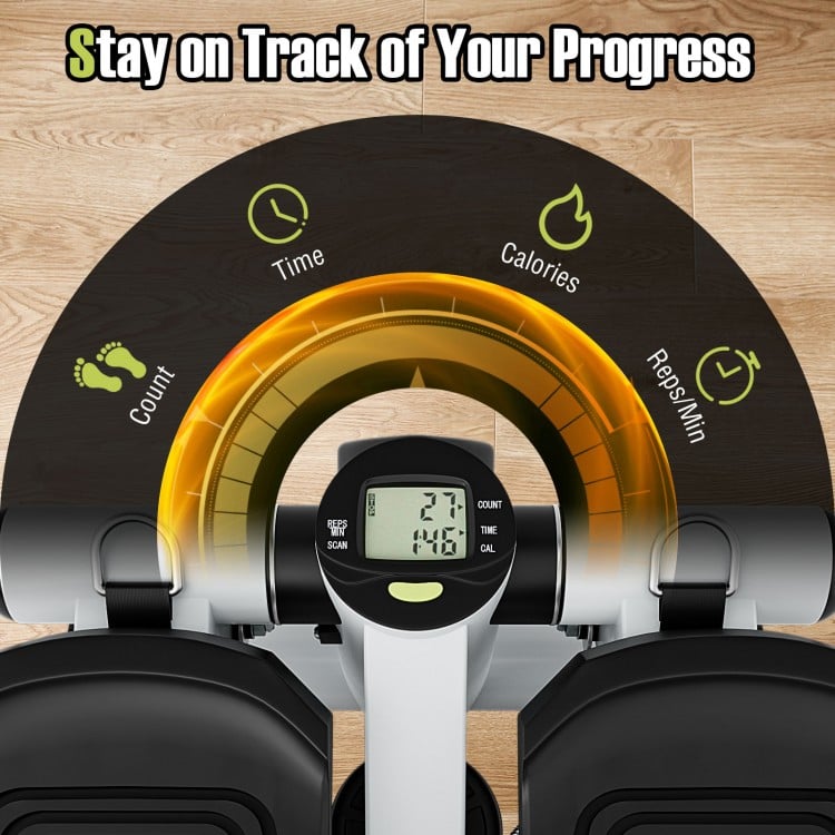Mini Stepper with Resistance Bands and Adjustable Height for Exercise at Home-White