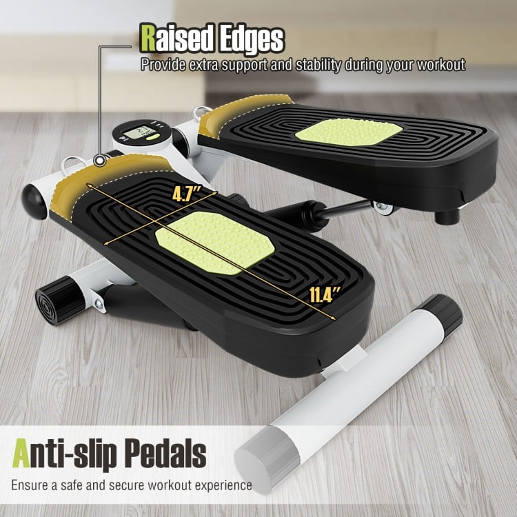 Mini Stepper with Resistance Bands and Adjustable Height for Exercise at Home-White