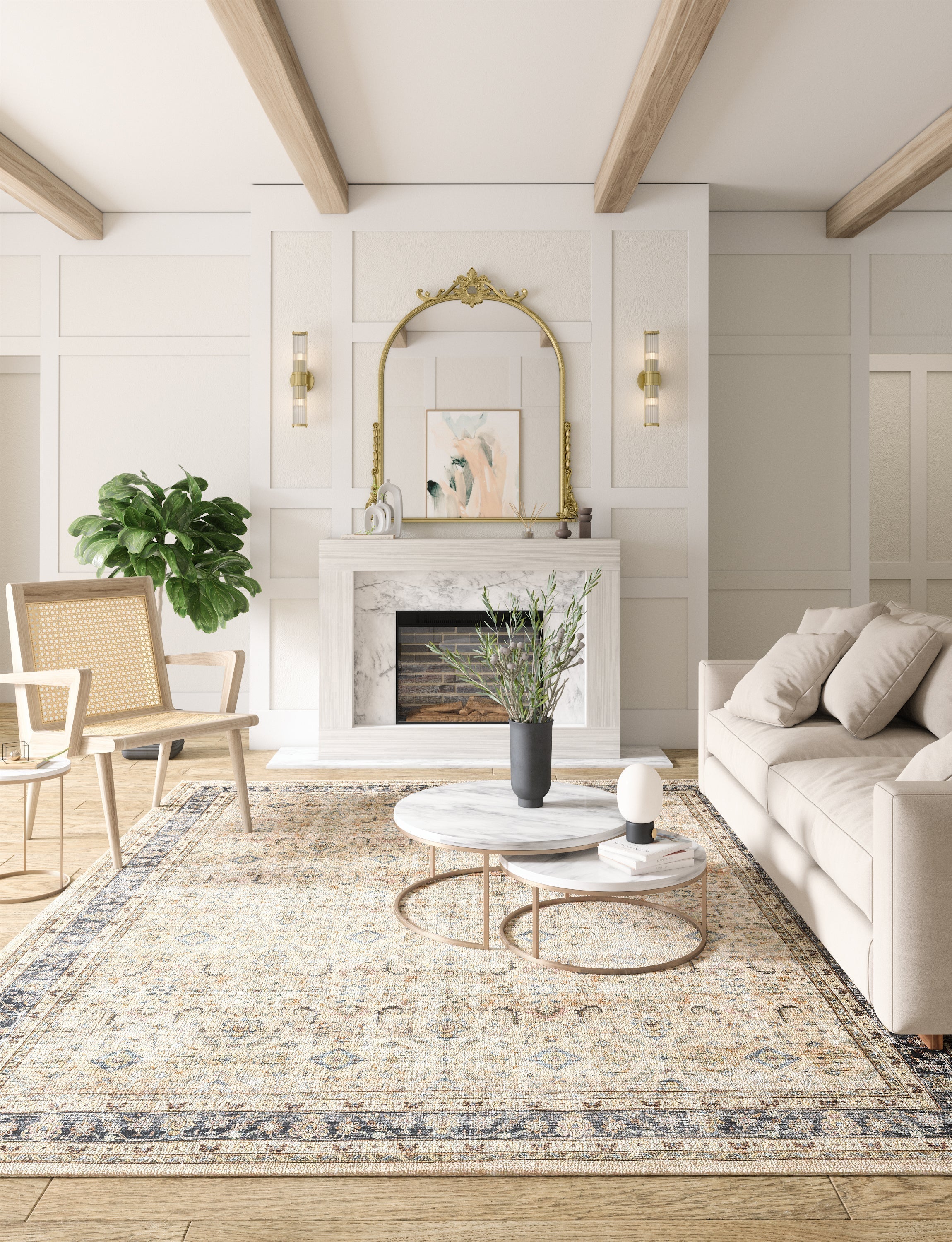 Miriam Yellow Beige Rug 