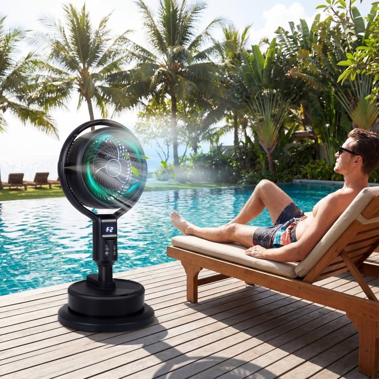 Misting Pedestal Fan Air Circulator with 90° Auto Oscillation Floor Standing Fan with 8 Speeds