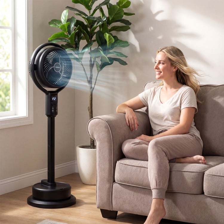 Misting Pedestal Fan Air Circulator with 90° Auto Oscillation Floor Standing Fan with 8 Speeds
