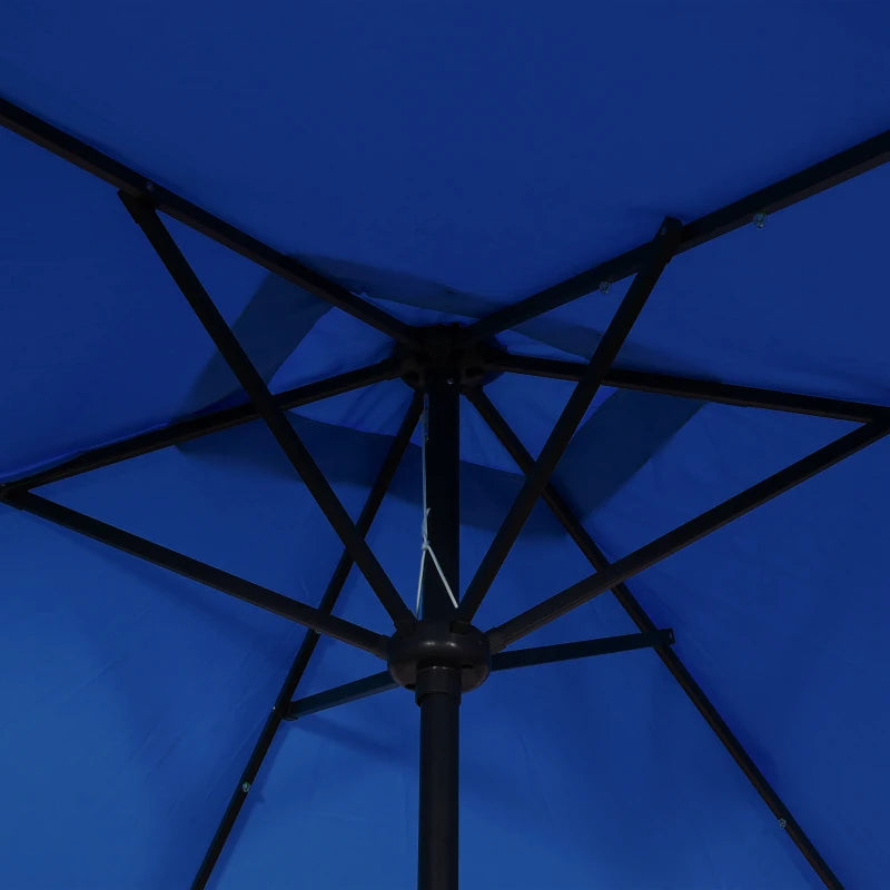 6' x 10' Patio Umbrella with 22 LED Solar Lights and Tilt, Rectangular Outdoor Table Umbrella with Crank, Dark Blue