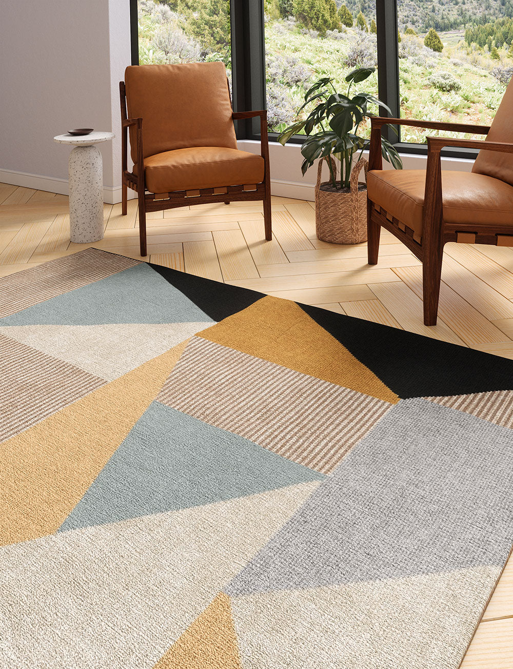Mizza Black Yellow Multicolor Rug 