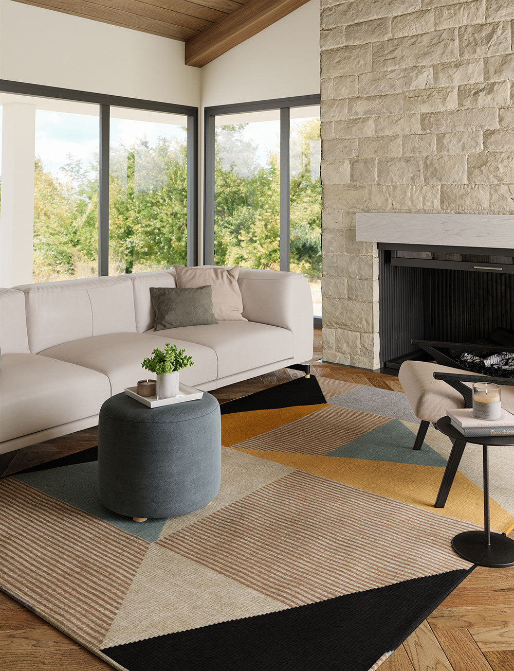 Mizza Black Yellow Multicolor Rug 