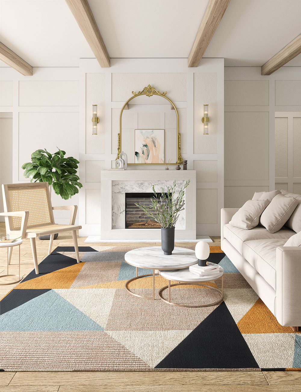 Mizza Black Yellow Multicolor Rug 