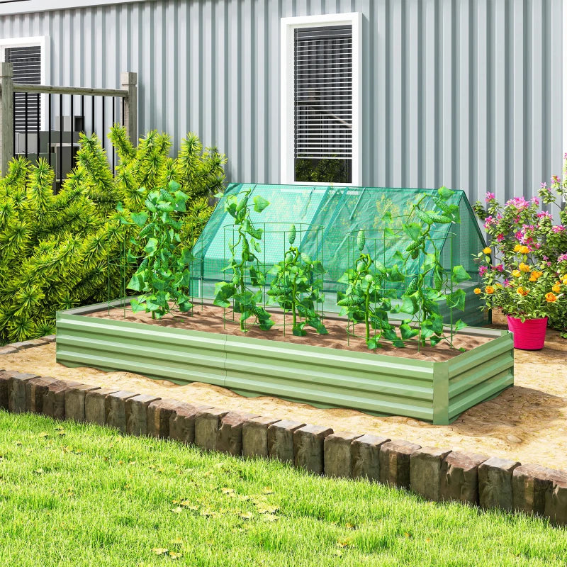 95" x 36" x 12" Galvanized Raised Garden Bed, Metal Elevated Planter Box for Growing Flowers, Herbs, Succulents, Green